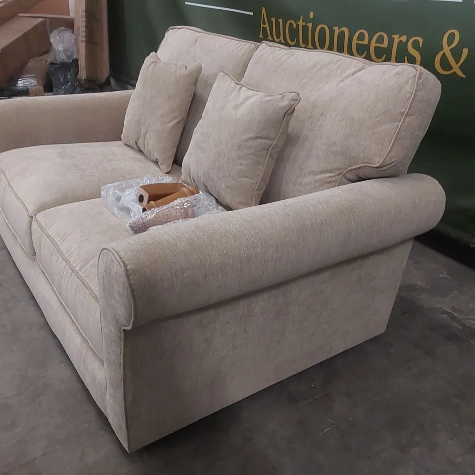 QUALITY DESIGNER WILLIAM FABRIC UPHOLSTERED 2 SEATER SOFA