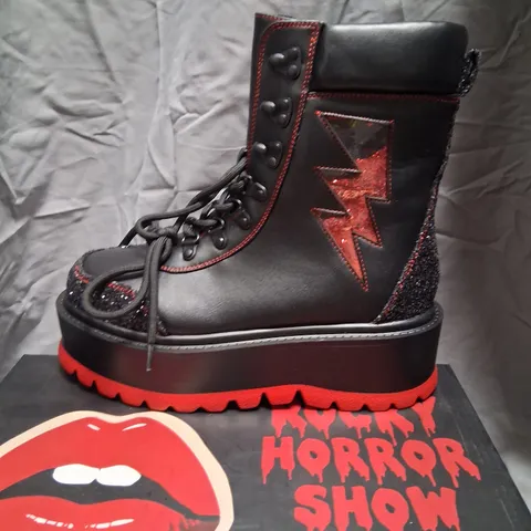 BRAND NEW BOXED RICHARD O'BRIEN'S ROCKY HORROR SHOW X KOI THE TIME WARP PLATFORM BOOTS BLACK SIZE 6