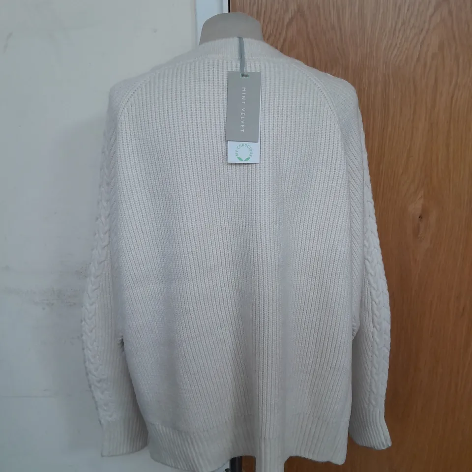 MINT VELVET CABLE SLEEVE KNIT JUMPER IN STONE SIZE XL RRP £99