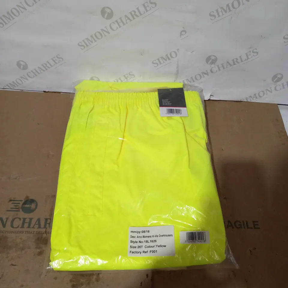 BRAND NEW ARCO WOMENS HI-VIS OVERTROUSERS - 26T - YELLOW