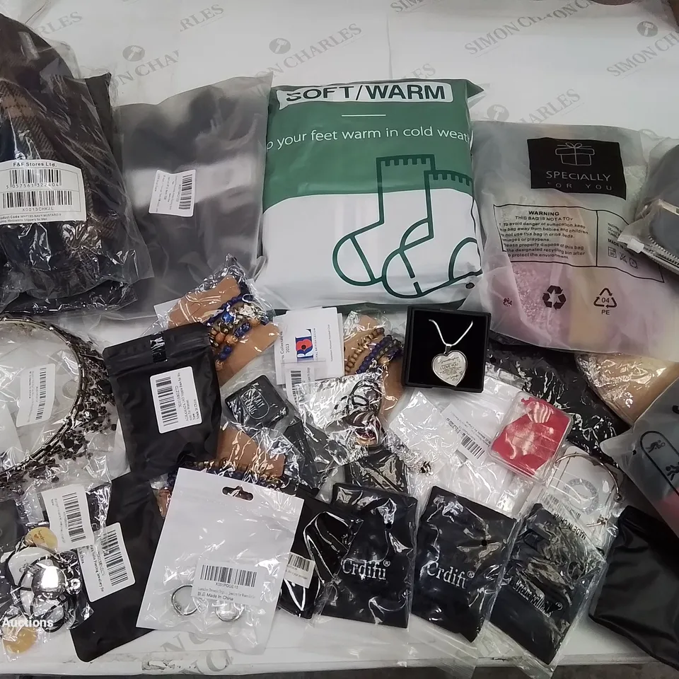 BOX CONTAINING MIXED FASHION ITEMS,  CLOTHING, SILVER PLATE AND COSTUME JEWELLERY ETC.