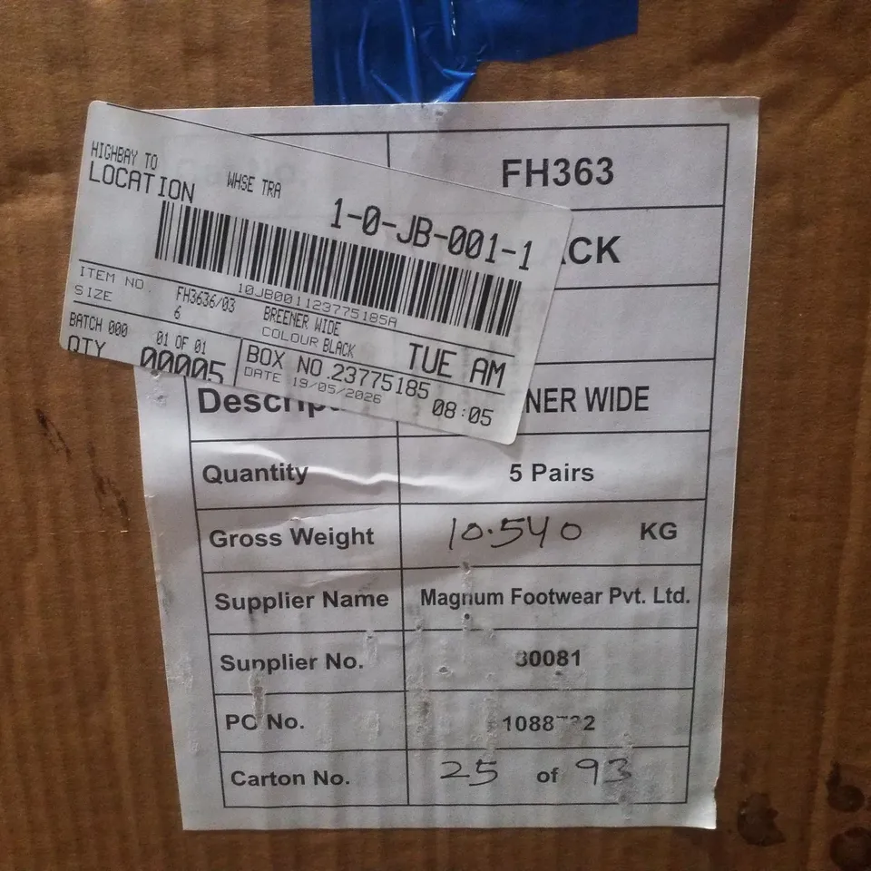 BOX CONTAINING APPROXIMATELY 5 PAIRS OF BRAND NEW SIMPLY BE BLACK BREENER WIDE LEATHER BOOTS - SIZE 6