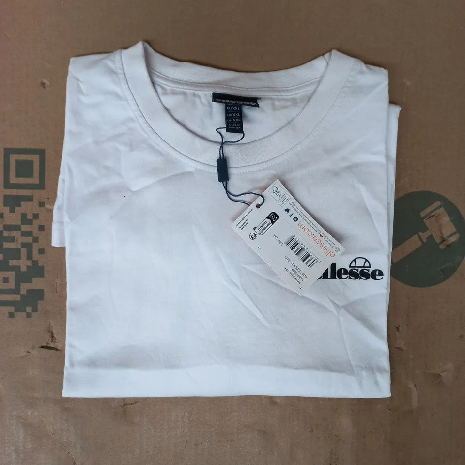 ELLESSE RETANNA SHORT SLEEVE T-SHIRT IN WHITE/BLACK SIZE 2XL