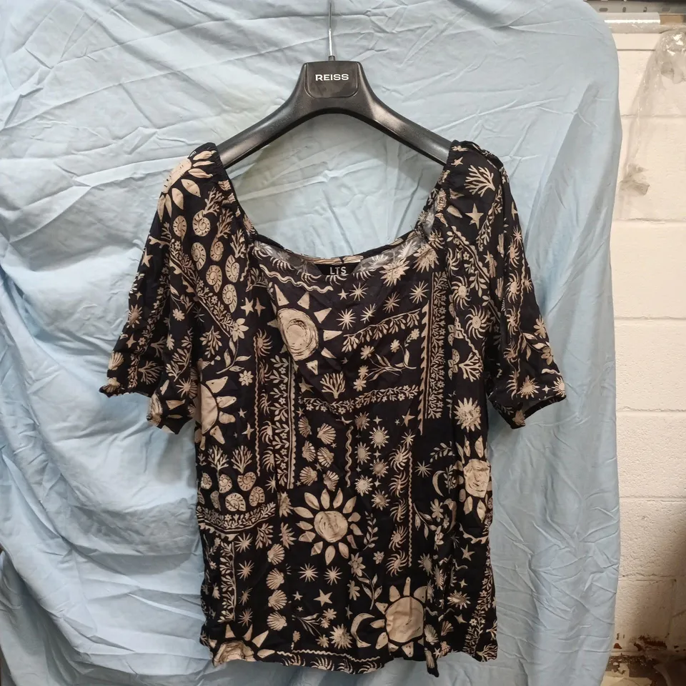 LTS WOMEN'S BLOUSE – BLACK & CREAM FLORAL PRINT, UK 18