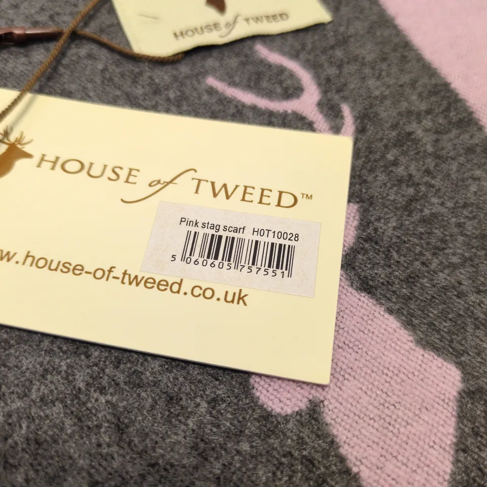 HOUSE OF TWEED PINK STAG SCARF