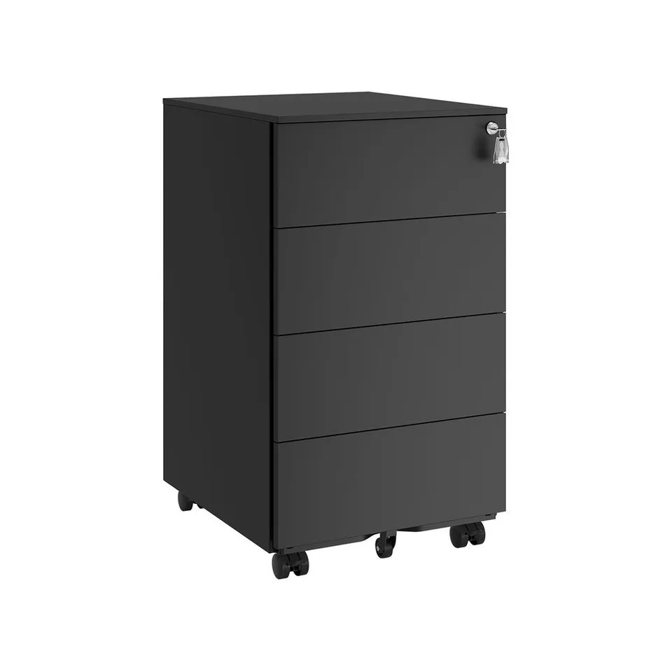 BOXED SONGMICS LOCKABLE MOBILE FILE CABINET WITH 4 DRAWERS
