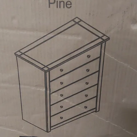 BOXED LASSIC PANAMA 5 DRAWER CHEST - PINE