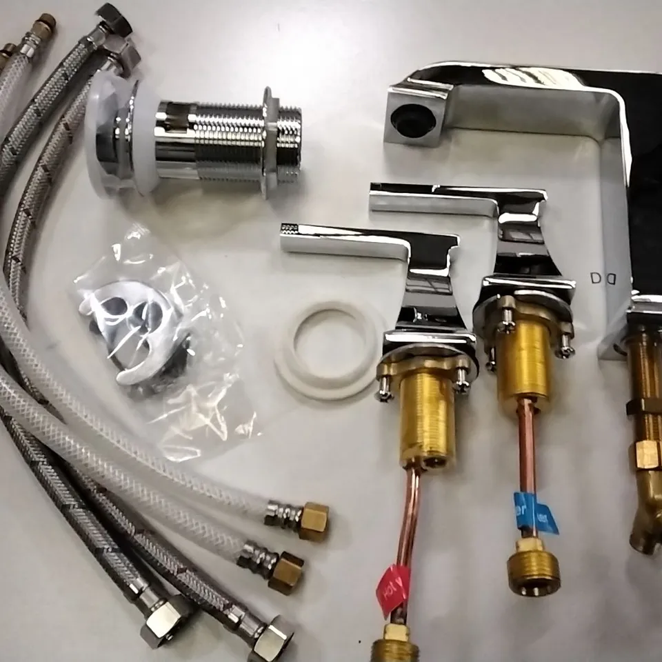 BOXED AS NEW CALYPSO ALTENTO 3-HOLE BASIN TAP AND CLICK WASTE IN CHROME