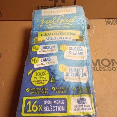 NATUREDIET FEEL GOOD THE FAVOURITE SELECTION PACK – 16 X 390G MEALS FOR ADULT DOGS