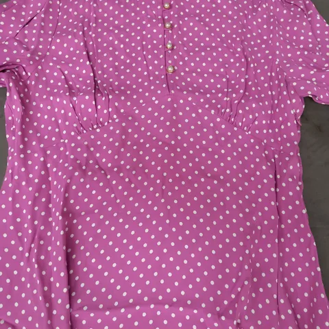 FINERY JULIA DRESS IN PINK W. WHITE SPOTS SIZE 18
