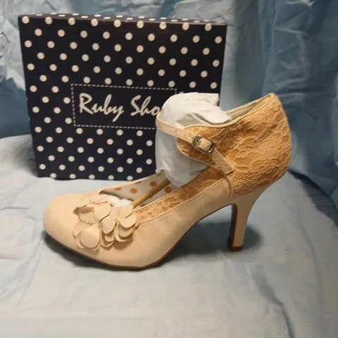 RUBY SHOO MELINDA ROSE GOLD LACE HEELS – UK 9 (EU 42 / US 11)