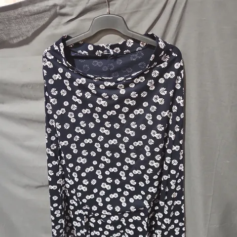 WEIRD FISH NAVY BLUE PRINTED JERSEY MAXI SHIRT, UK 14