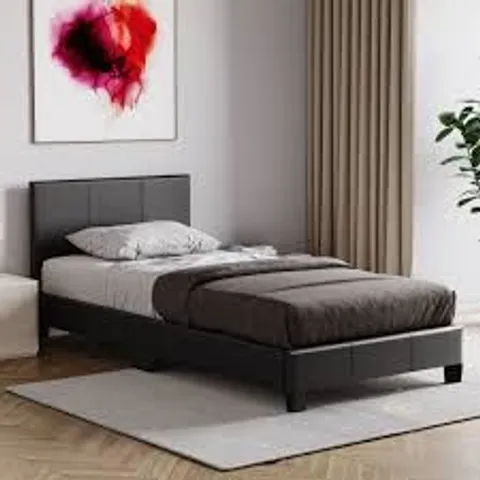 BOXED MARSTON 3' SINGLE FAUX LEATHER BED FRAME - BLACK (2 BOXES)
