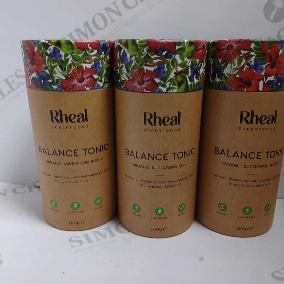 LOT OF 3 RHEAL SUPERFOODS ORGANIC SUPERFOOD BLEND (BALANCE TONIC)