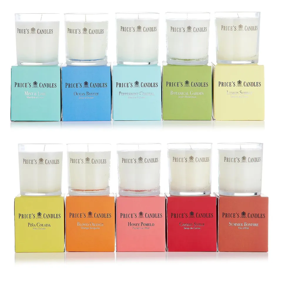 PRICES CANDLES SET OF 10 SUMMER JAR CANDLES IN GIFT BOXES