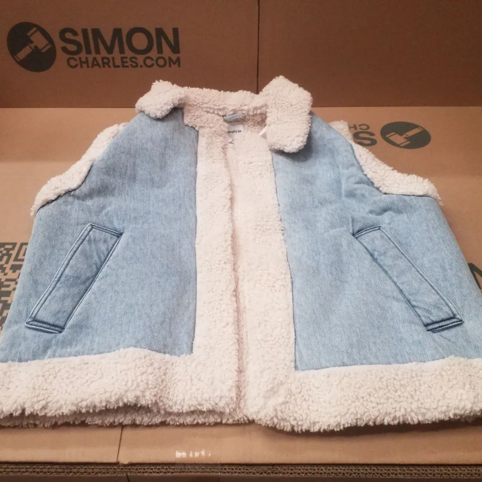 BOX CONTAINING APPROXIMATELY 6 BRAND NEW SIMPLY BE BLUE REGULAR SLEEVELESS DENIM GILETS - SIZE 12