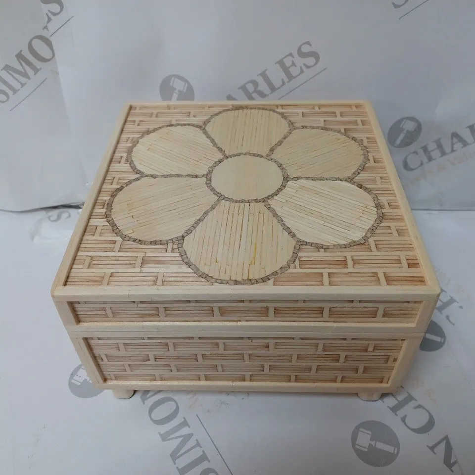 UNBRANDED SMALL WOODEN STORAGE BOX WITH FLORAL DESIGN