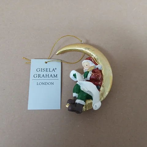 BOX OF APPROXIMATELY 8 GISELA GRAHAM NOSTALGIA SANTA ON MOON CHRISTMAS BAUBLE 8CM 