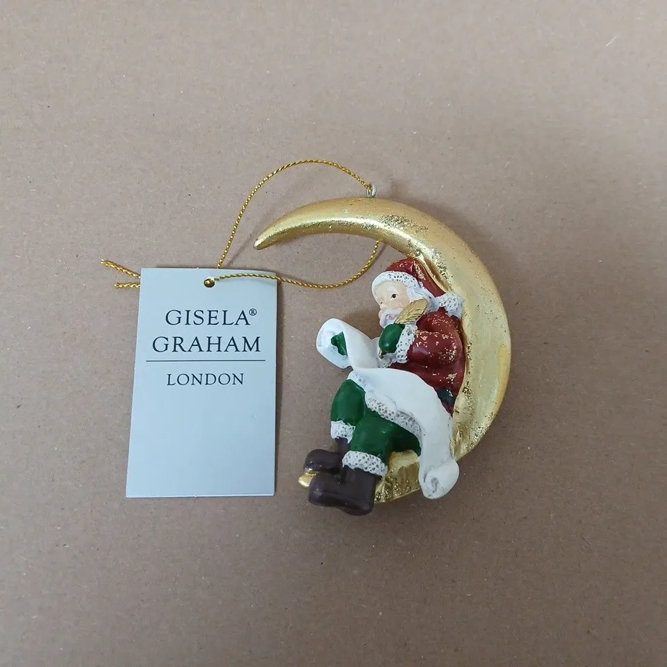 BOX OF APPROXIMATELY 8 GISELA GRAHAM NOSTALGIA SANTA ON MOON CHRISTMAS BAUBLE 8CM 