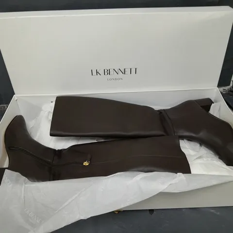 BOXED PAIR OF LK BENNETT LONDON KAREN BOOTS CHOCOLATE - SIZE 37 