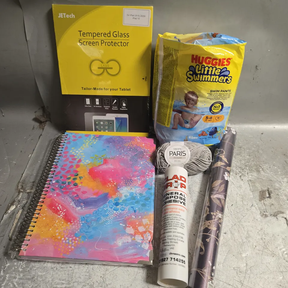 APPROXIMATELY 20 ASSORTED HOUSEHOLD PRODUCTS TO INCLUDE ALL PURPOSE ADHESIVE, SCREEN PROTECTOR, NOTEBOOK ETC 