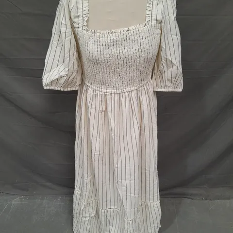 NOBODY'S CHILD ELSA MIDI DRESS IN CREAM PINSTRIPE SIZE 10