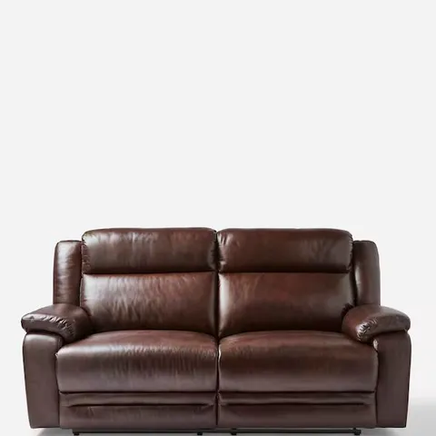 CROFT LEATHER RECLINER 3 SEATER SOFA CHESTNUT