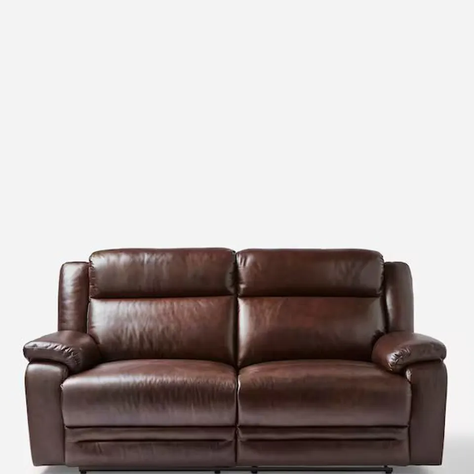 CROFT LEATHER RECLINER 3 SEATER SOFA CHESTNUT