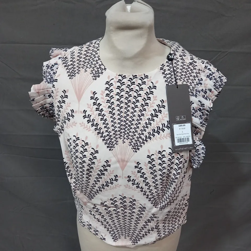 MINT VELVET GEO PRINT HIGH NECK TOP SIZE S