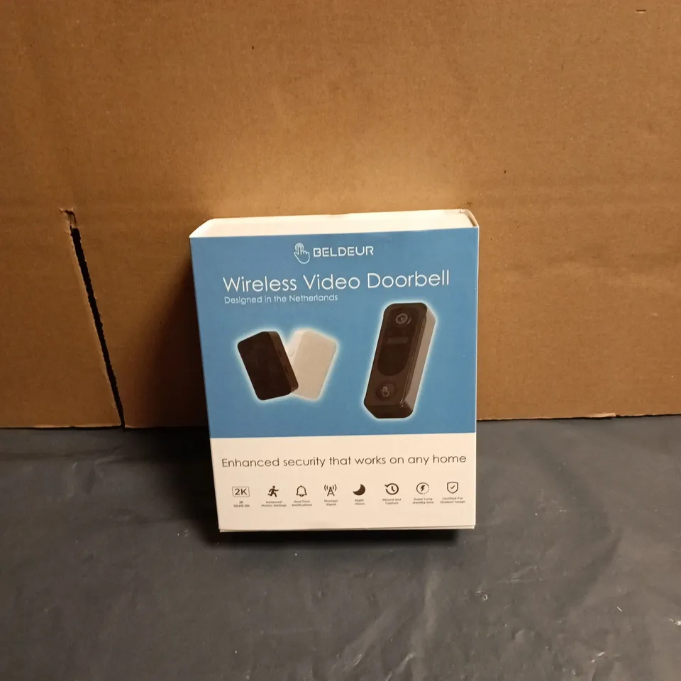 BELDEUR WIRELESS VIDEO DOORBELL BOXED WITH ACCESSORIES
