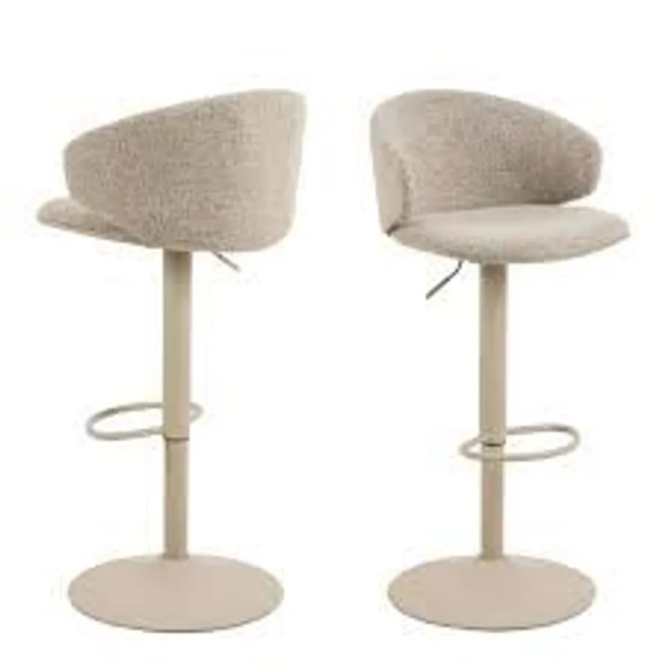 BOXED ELLA SWIVEL BAR STOOL SET OF 2 IN BEIGE (1 BOX)