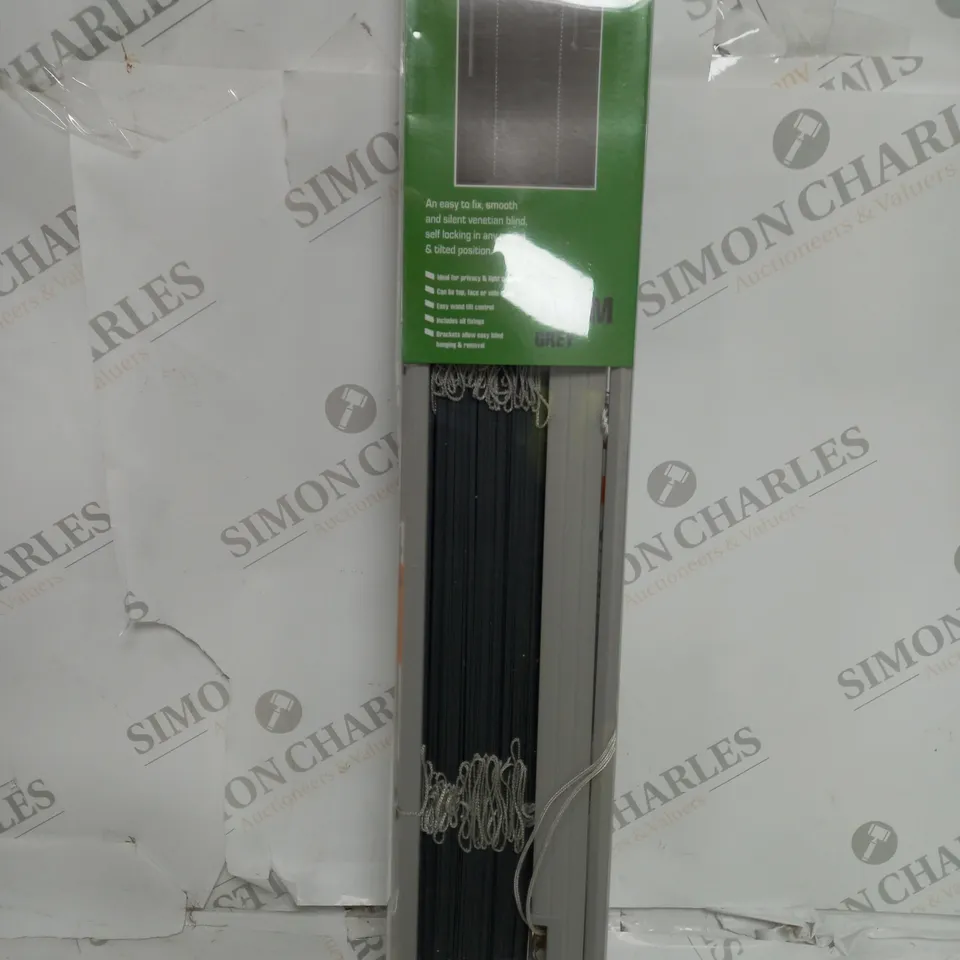 BOXED OPTIMAL PRODUUCTS 210cm DROP PVC VENETIAN BLIND - 45cm GREY