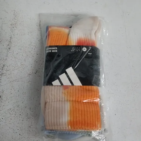 ADIDAS CUSHIONED CREW SOCKS 3-PACK, ORANGE/WHITE GRADIENT, UK 8.5-10