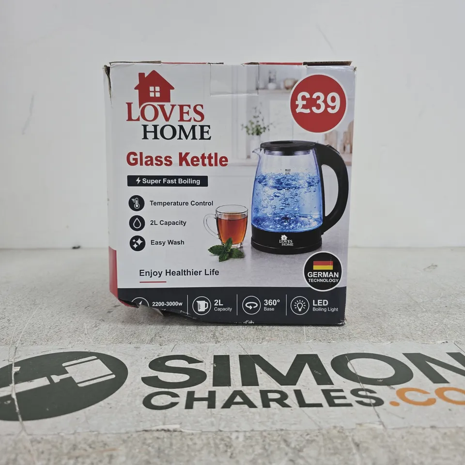 LOVES HOME GLASS KETTLE 2L
