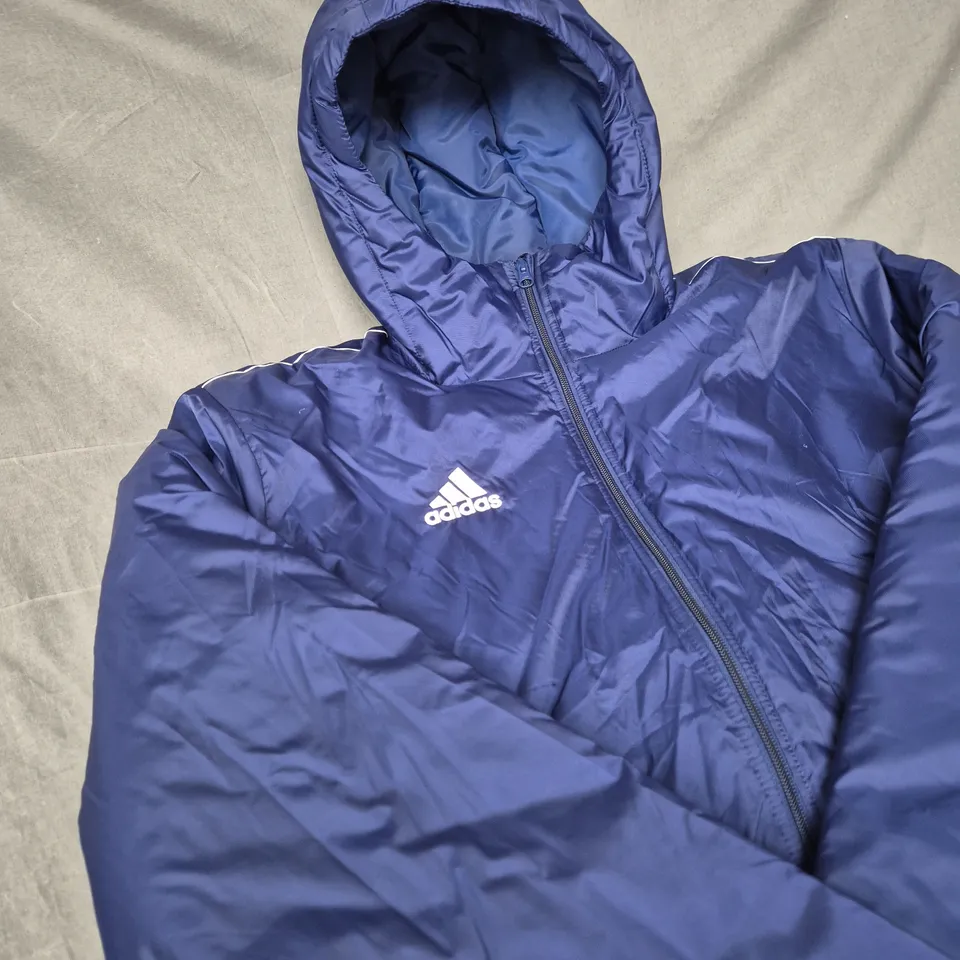 ADIDAS HOODED PUFFER JACKET – BLUE - SIZE M