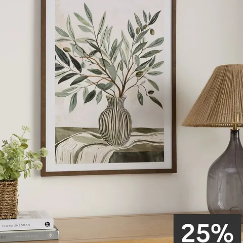 THE VERY COLLECTION FRAMED OLIVE VASE PRINTED CANVAS 50X70CM - FSCยฎ CERTIFIED