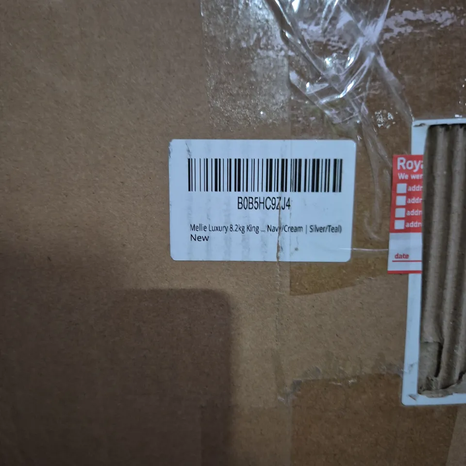 MELLIE LUXURY 8.2KG KING DUVET WEIGHTED INSERT - NAVY/CREAM WITH SILVER/TEAL - NEW