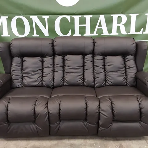DESIGNER DARK BROWN 3-SEATER ELECTRIC RECLINING SOFA WITH CUP HOLDERS