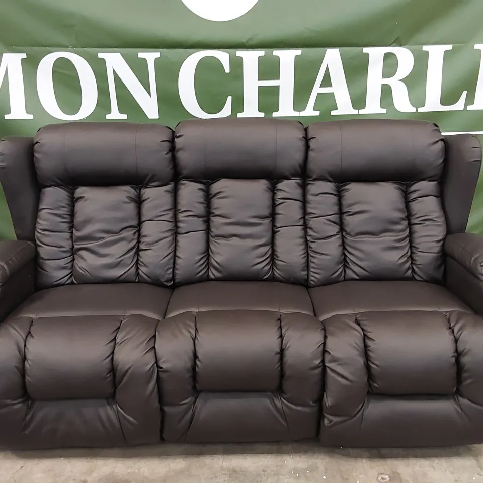 DESIGNER DARK BROWN 3-SEATER ELECTRIC RECLINING SOFA WITH CUP HOLDERS