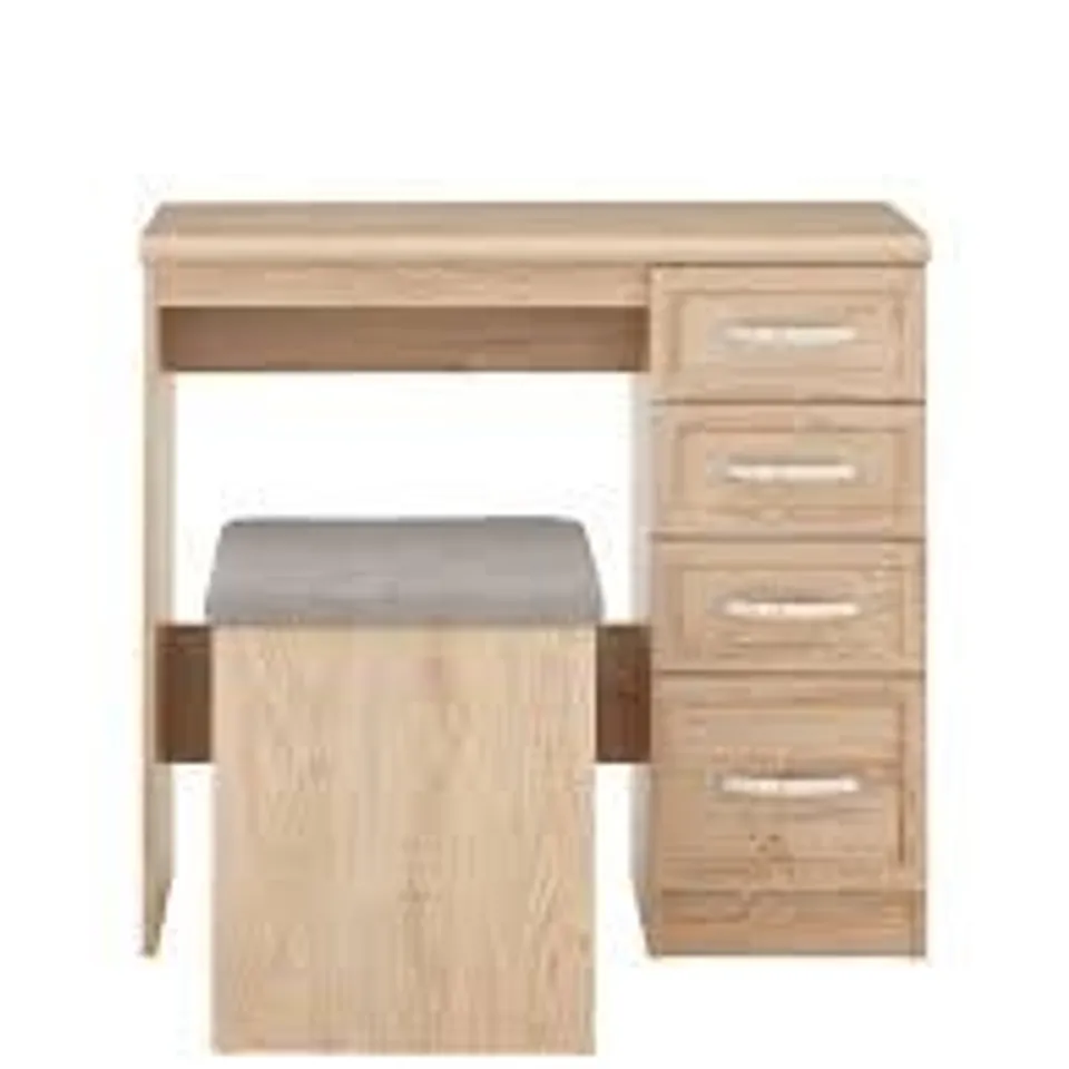 BOXED GRADE 1 CAMBERLEY DRESSING TABLE AND STOOL SET OAK