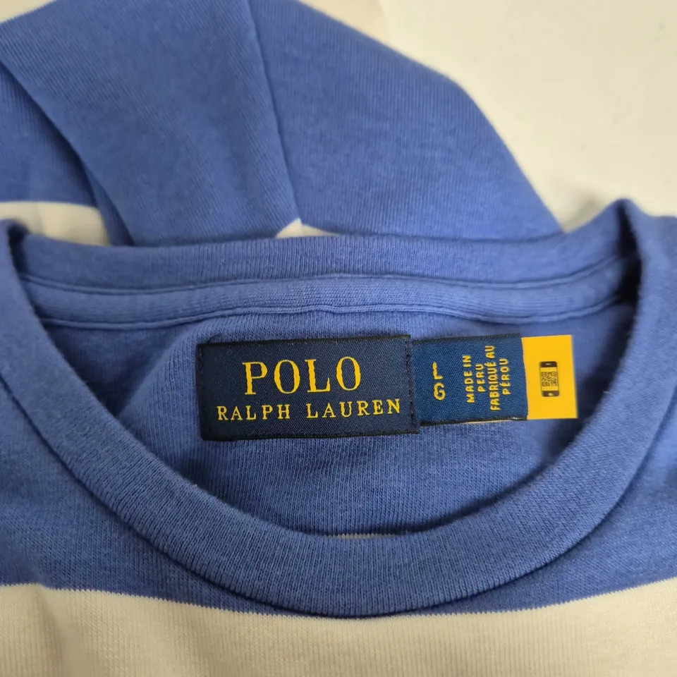POLO RALPH LAUREN STRIPED POLO SHIRT – BLUE & WHITE, UK LARGE