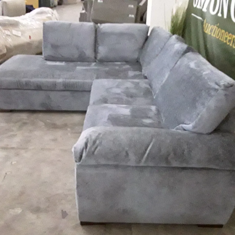 QUALITY DESIGNER  L SHAPED SOFA WITH LHF CHAISE - SMOKE FABRIC 