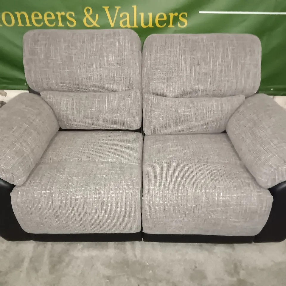 TWO-TONE GREY & BLACK MANUAL RECLINING 2-SEATER SOFA