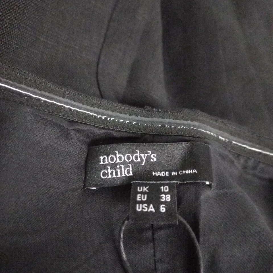NOBODY'S CHILD BLACK WRAP-NECK TAILORED MIDI DRESS, UK 10