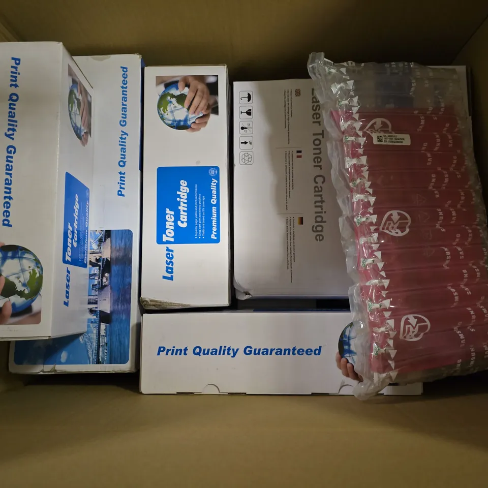 BOX OF APPROXIMATELY 10 ASSORTED BOXED LASER TONER CARTRIDGES IN VARIOUS MODELS