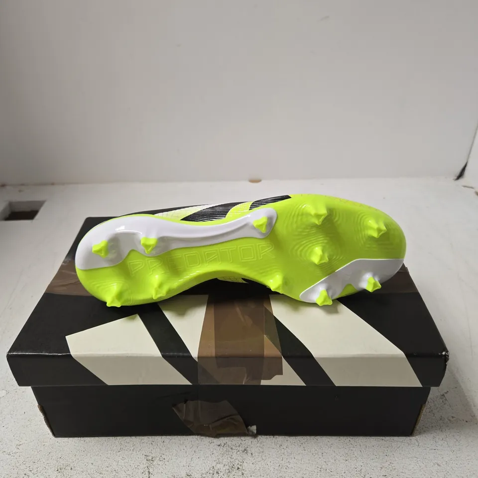 ADIDAS PREDATOR LEAGUE FG/MG FOOTBALL BOOTS – WHITE/BLACK/NEON, UK 7