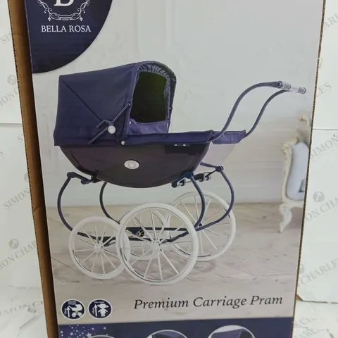 BELLA ROSA PREMIUM NAVY CARRIAGE DOLL PRAM