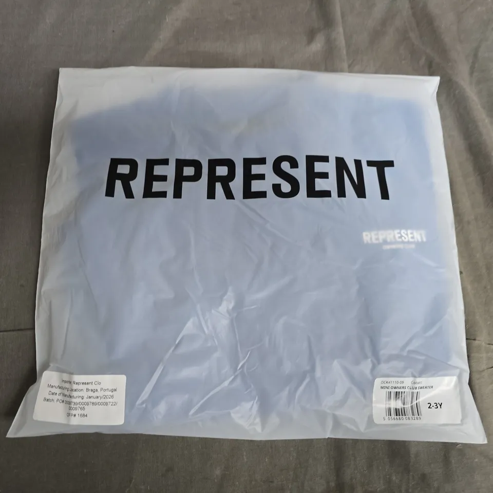 BAGGED REPRESENT MINI OWNERS CLUB SWEATER IN COBALT - 2-3Y