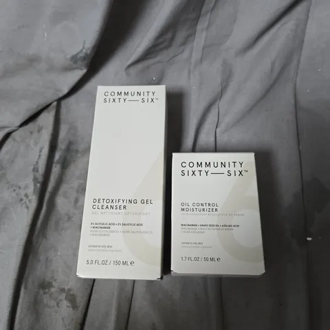 APPROXIMATELY 6 X COMMUNITY SIXTY-SIX DETOXIFYING GEL CLEANSER & OIL CONTROL MOISTURIZER – FACIAL SKIN CARE DUO