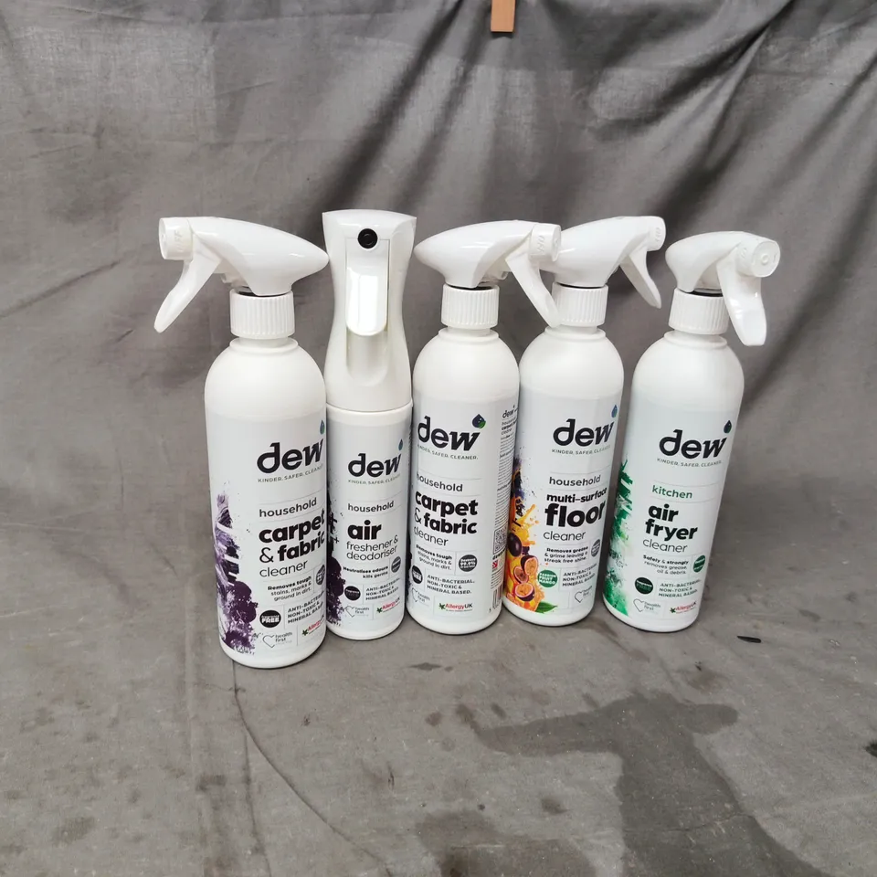 DEW 5PC CLEANING SET TO INCLUDE AIR FRYER CLEANER, CARPET & FABRIC CLEANER, AIR FRESHENER, ETC